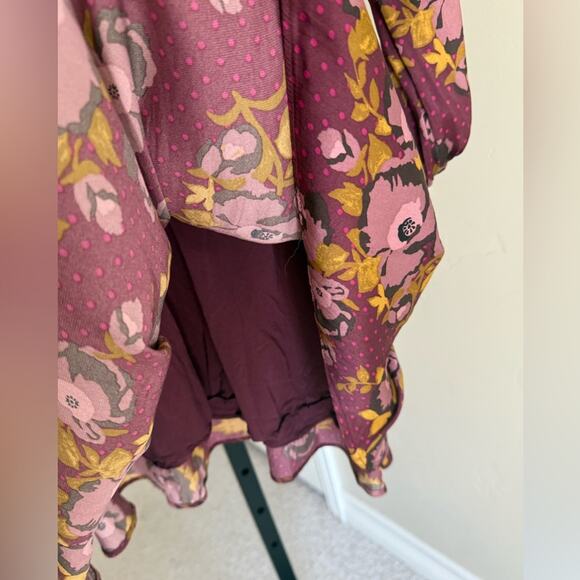 Free People Morning Light Mini Dress Women’s Size 2 Floral Polka Dot Long Sleeve - Picture 6 of 9